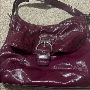Coach plum patented leather bag